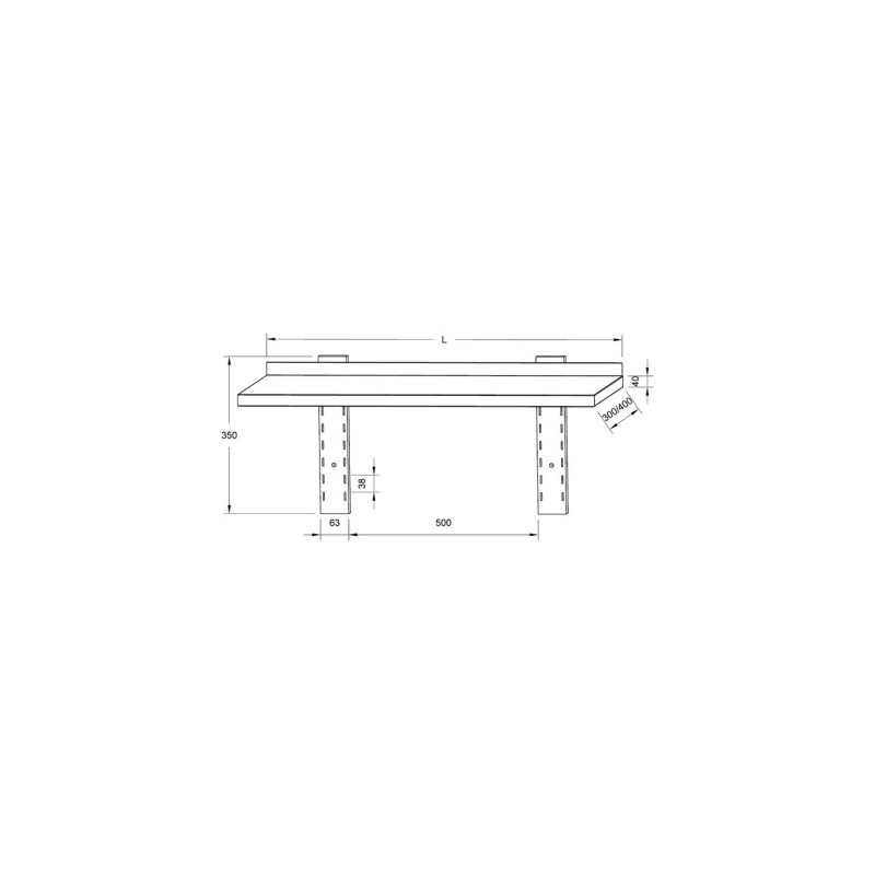 MENSOLE INOX A MURO P.300MM...