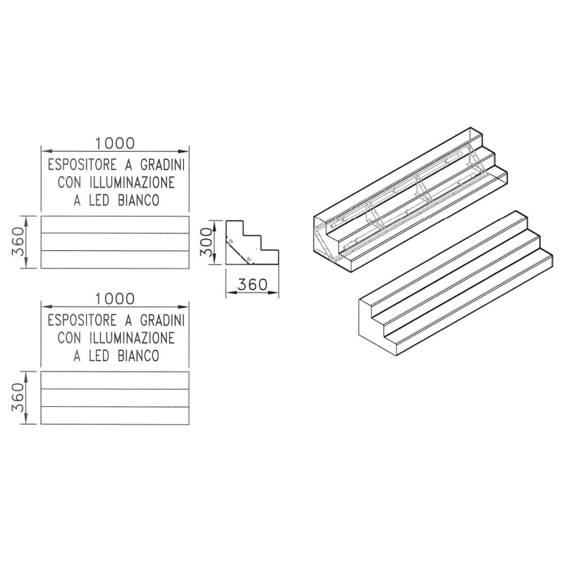 espositore a gradini in...